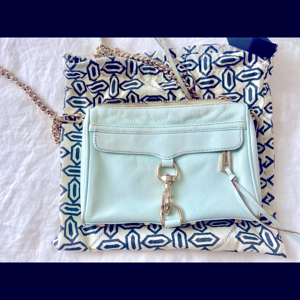 Rebecca minkoff mini mac light turquoise crossbody bag rare